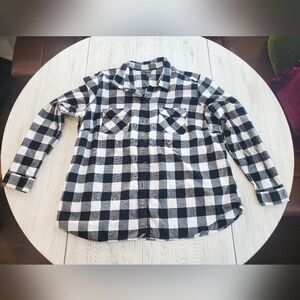 Black and White Plaid Button-Up Shirt Eddie Bauer 2XL